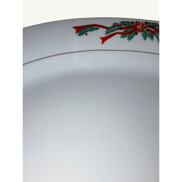 Fair Field Fine China Oval Platter Wit Festive Red & Green Holiday Design Vintag - Picture 7 of 13